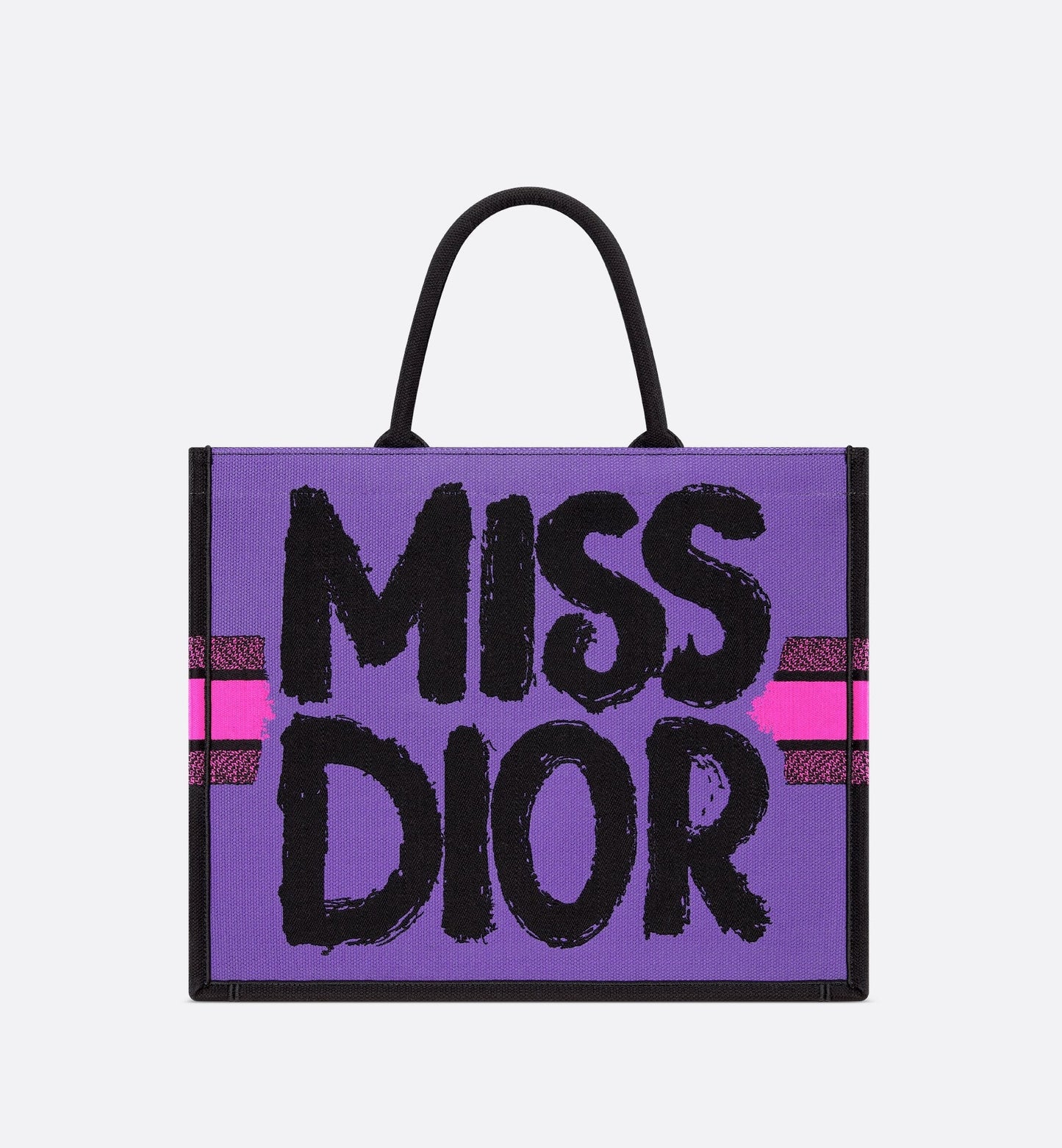 Large Luxury Dior Book Tote Two Tone Fuchsia And Purple Miss Luxury Dior Graffiti Embroidery