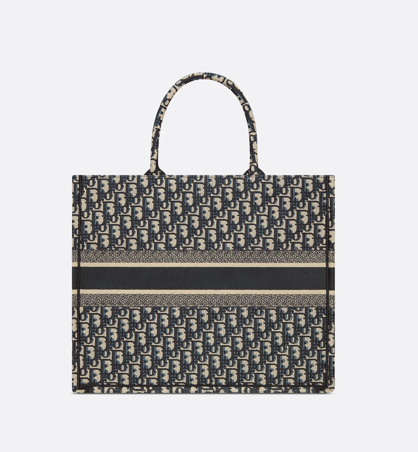 Large Luxury Dior Book Tote Ecru And Blue Luxury Dior Oblique Embroidery