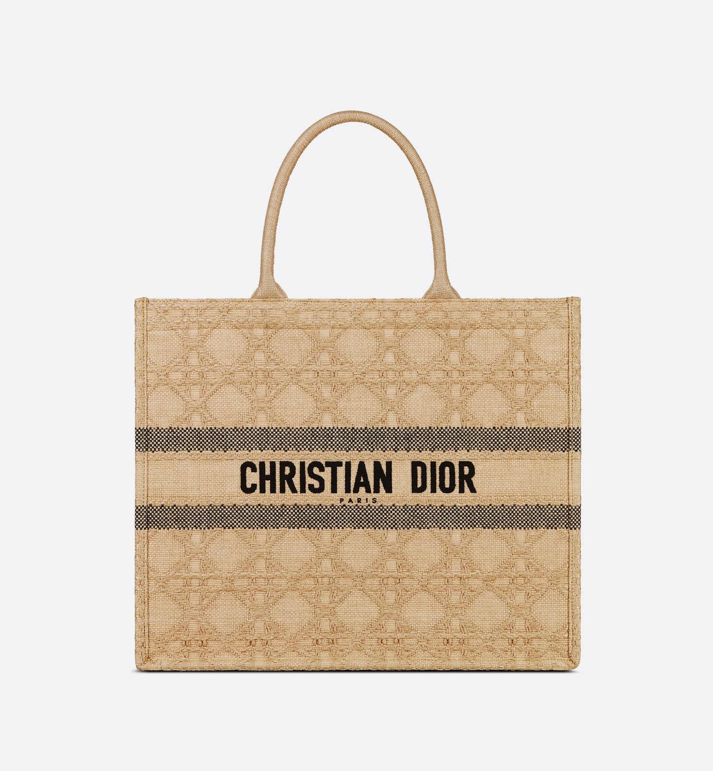Large Luxury Dior Book Tote Natural Cannage Raffia