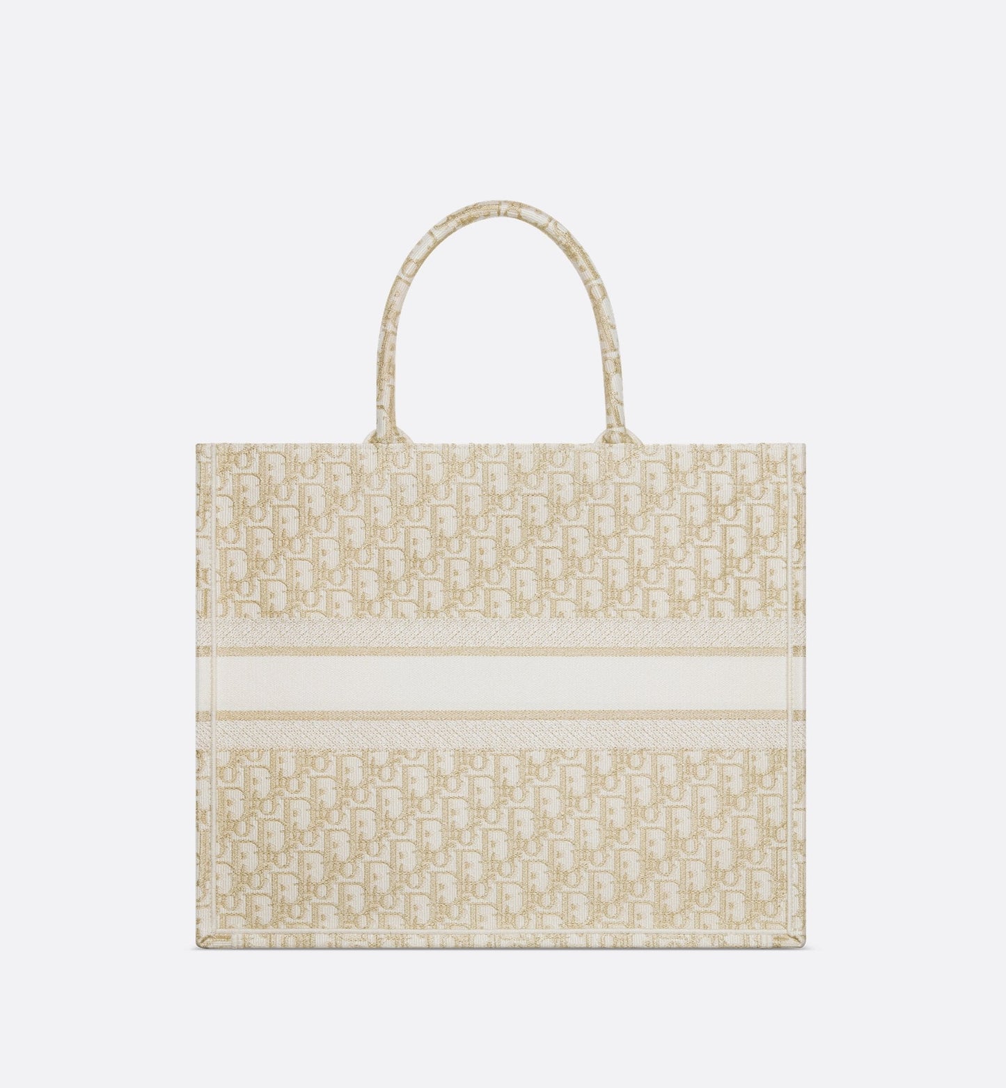 Large Luxury Dior Book Tote White And Gold Tone Oblique Embroidery