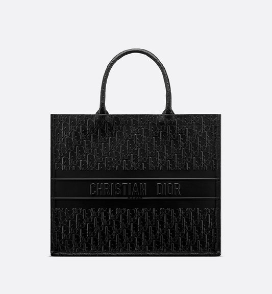 Large Luxury Dior Book Tote Black Luxury Dior Oblique Embossed Calfskin