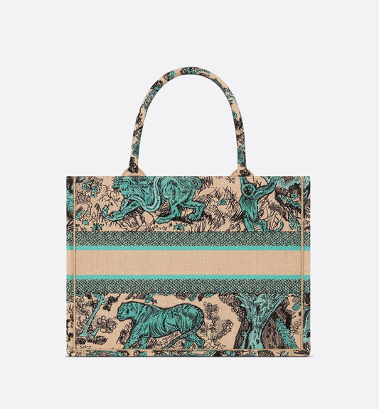 Medium Luxury Dioriviera Luxury Dior Book Tote Raffia With Aquamarina Toile De Jouy Sauvage Embroidery