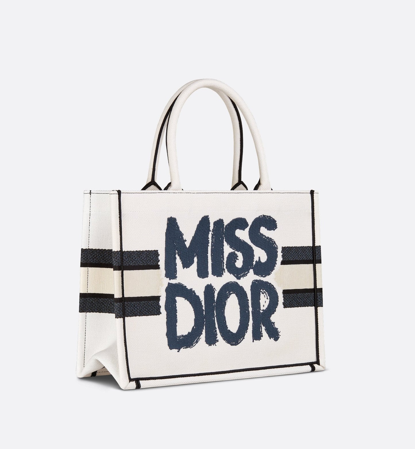 Medium Luxury Dior Book Tote White And Blue Miss Luxury Dior Graffiti Embroidery