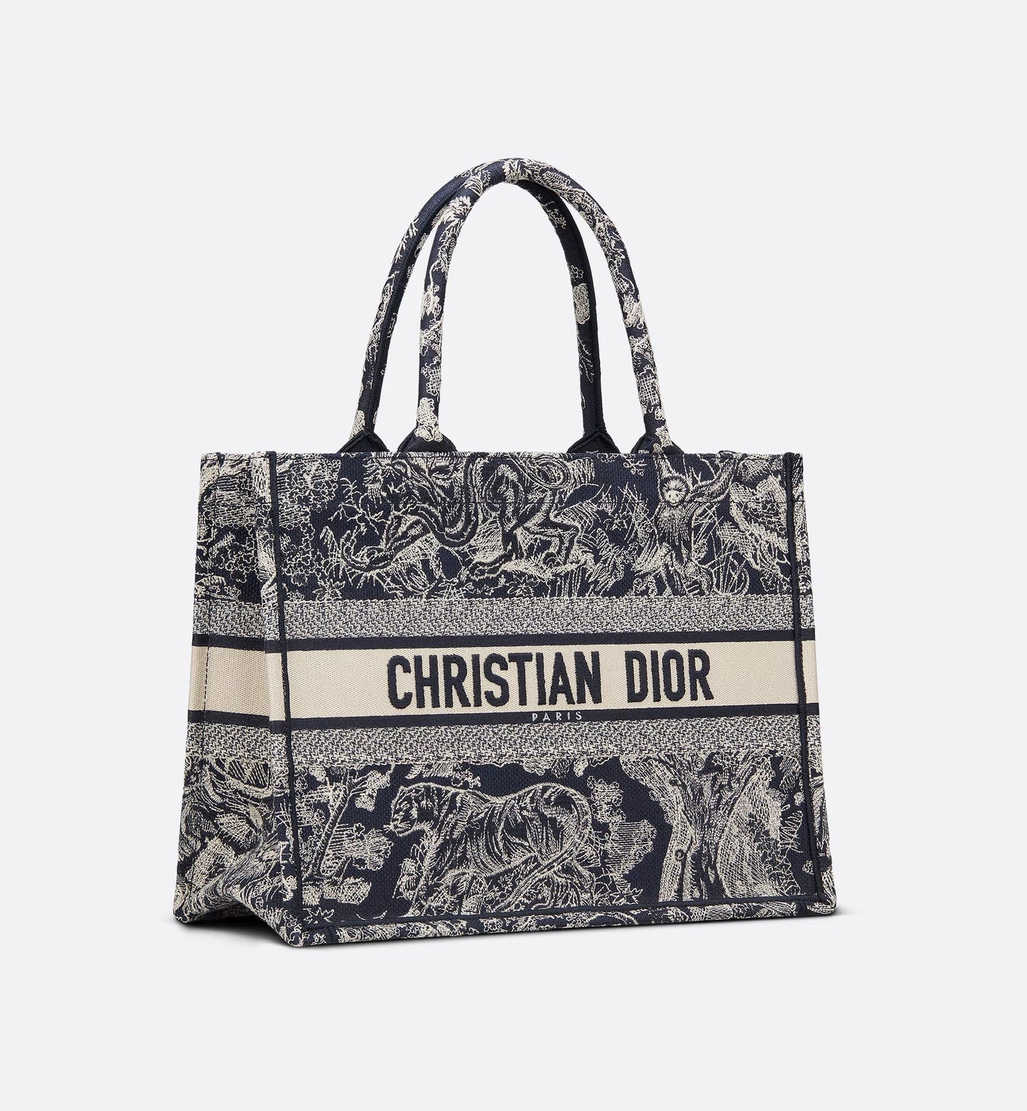 Medium Luxury Dior Book Tote Blue and Ecru Toile de Jouy Reverse Embroidery
