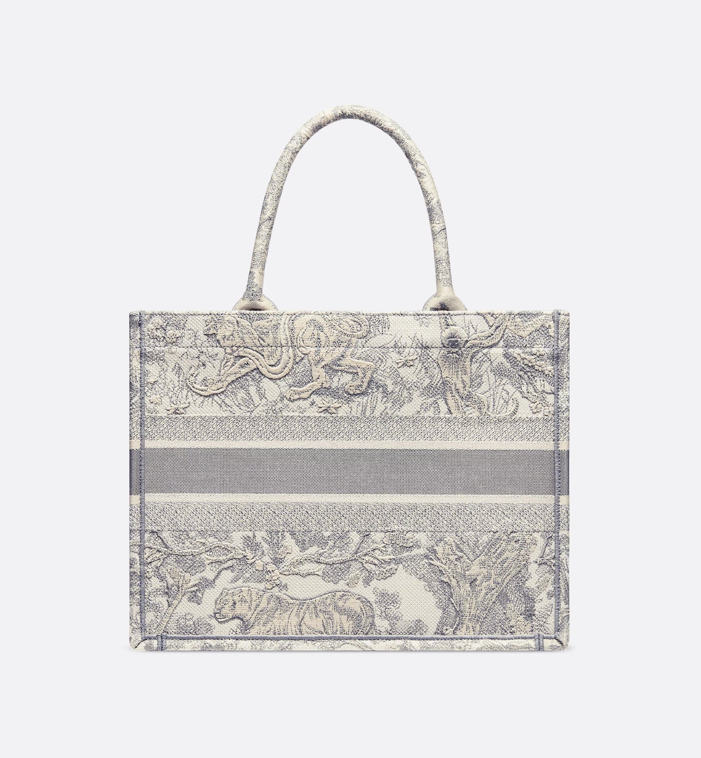 Medium Luxury Dior Book Tote Ecru and Gray Toile de Jouy Embroidery