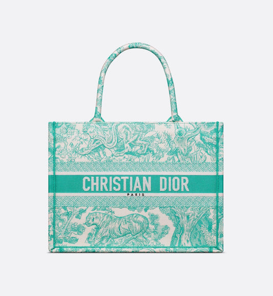 Medium Luxury Dioriviera Luxury Dior Book Tote Aquamarina Toile de Jouy Embroidery
