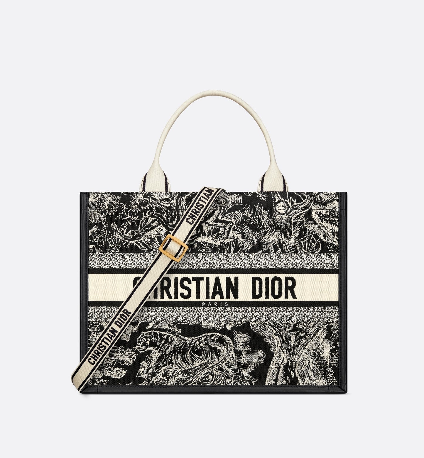 Medium Luxury Dior Book Tote Blue And Ecru Toile De Jouy Reverse Embroidery With Blue Calfskin