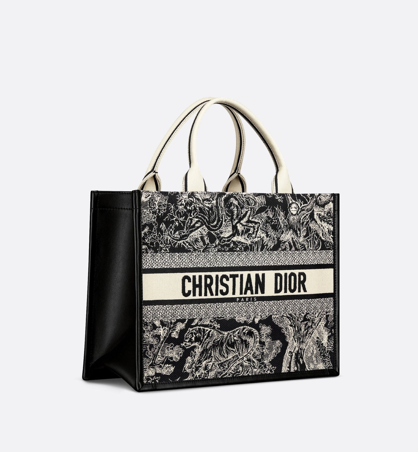 Medium Luxury Dior Book Tote Blue And Ecru Toile De Jouy Reverse Embroidery With Blue Calfskin