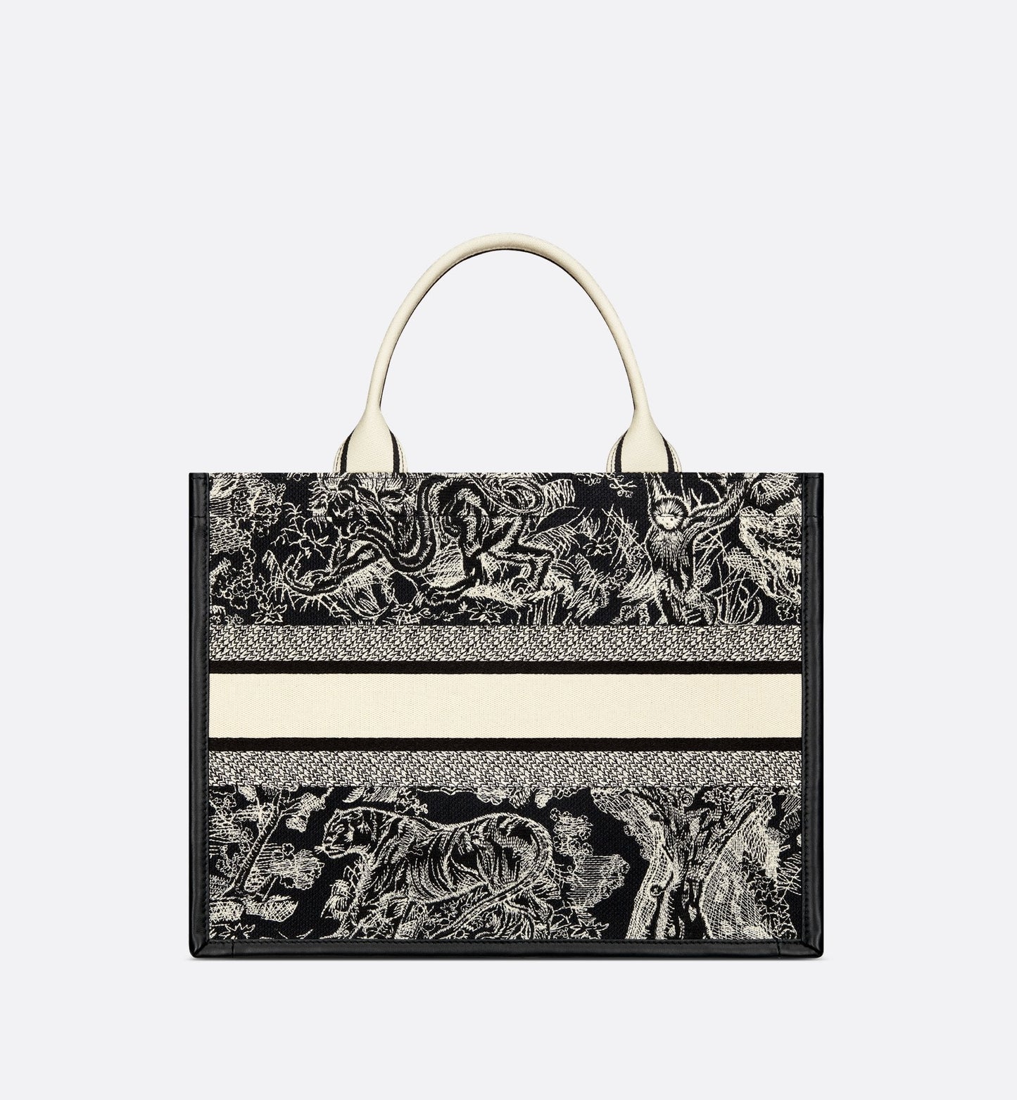 Medium Luxury Dior Book Tote Blue And Ecru Toile De Jouy Reverse Embroidery With Blue Calfskin