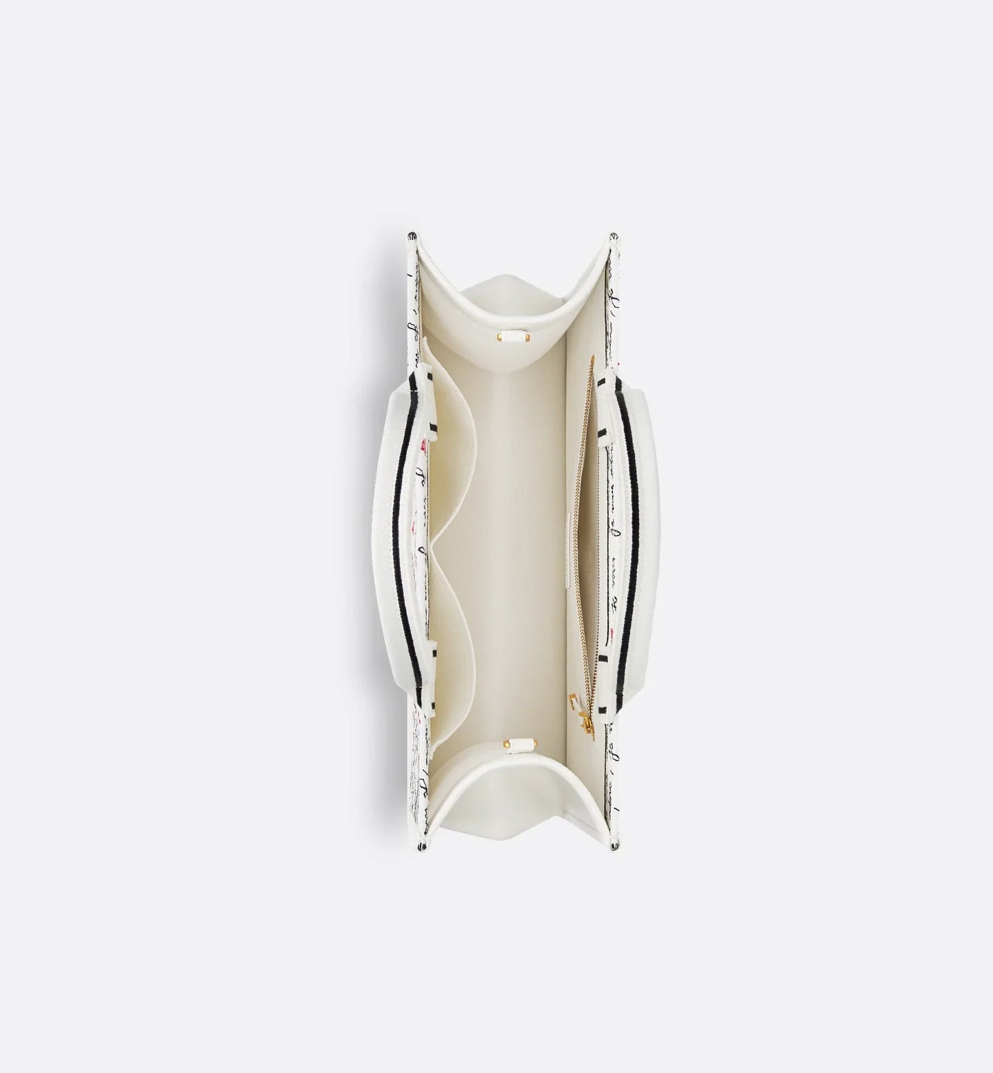 Luxury Dioramour Medium Luxury Dior Book Tote White Embroidery with Black and Red Je Vous Adore Motif and White Calfskin