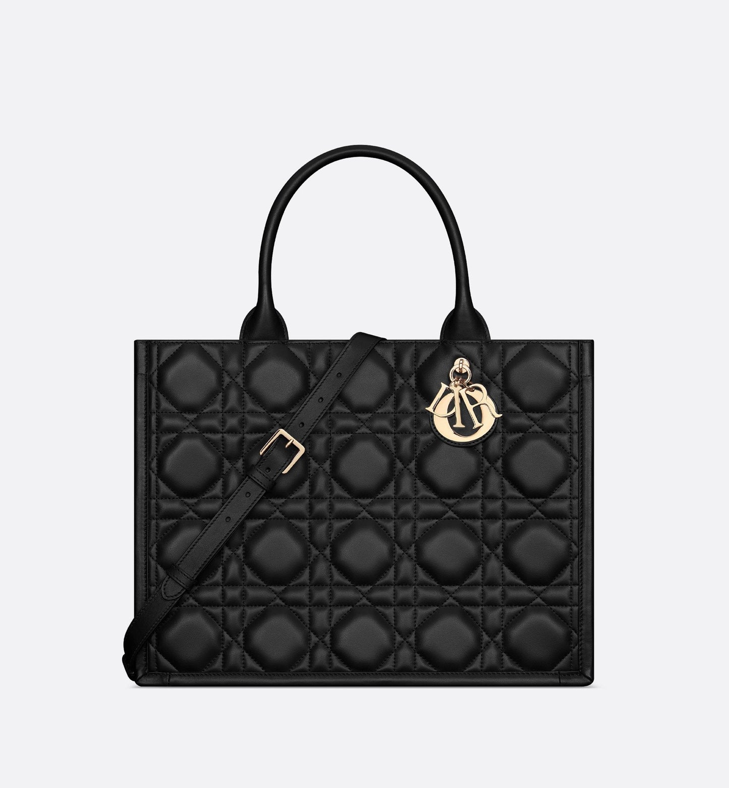 Medium Luxury Dior Book Tote Black Macrocannage Calfskin