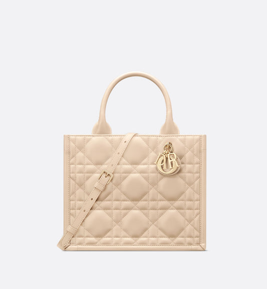 Small Luxury Dior Book Tote Powder Beige Macrocannage Calfskin