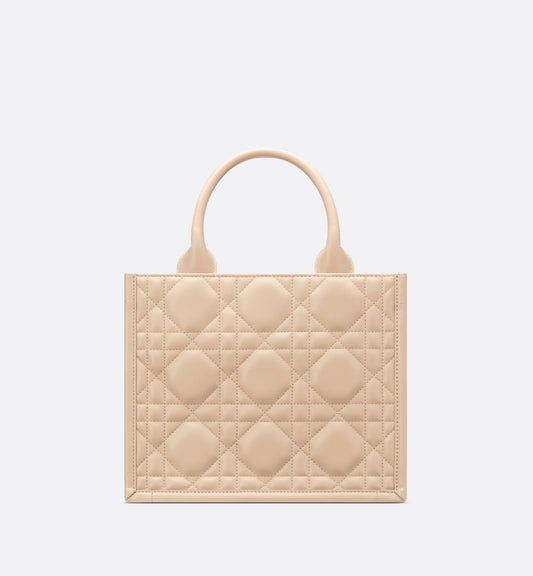 Small Luxury Dior Book Tote Powder Beige Macrocannage Calfskin