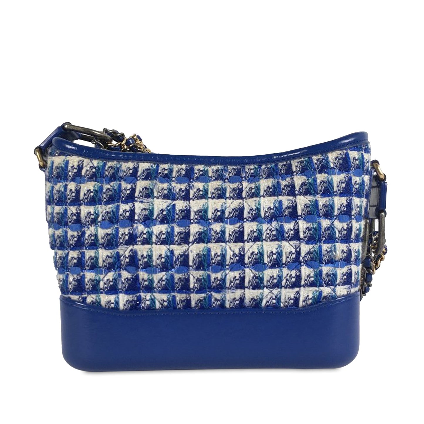 Luxury Chanel Gabrielle Small Blue Tweed Gold