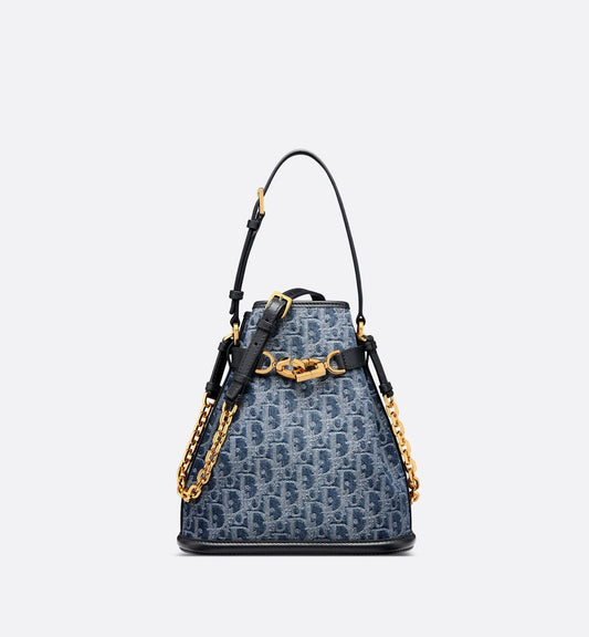 Medium C Est Luxury Dior Bag Blue Denim Luxury Dior Oblique Jacquard