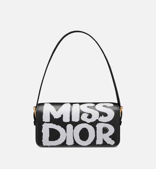 Miss Luxury Dior Flap Bag Black And White Miss Luxury Dior Graffiti Printed Calfskin