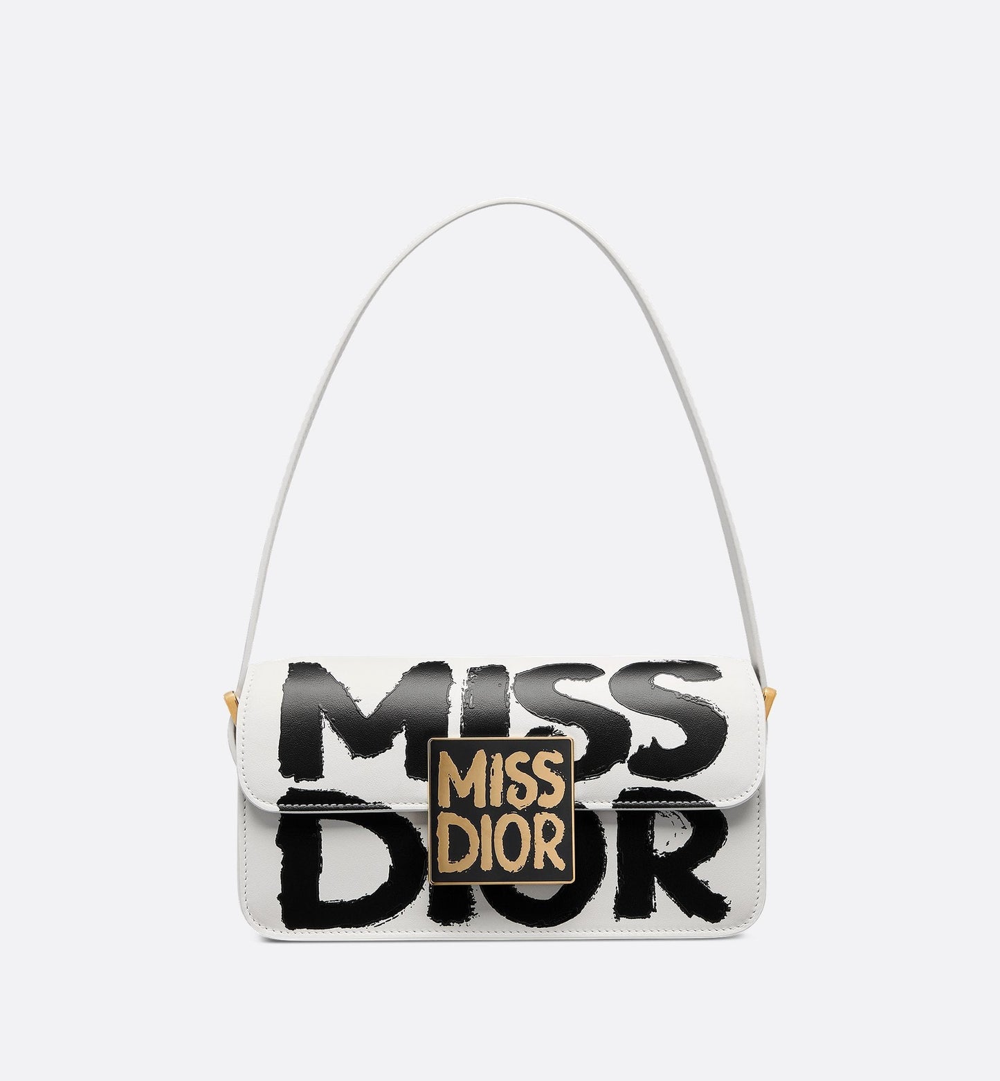 Miss Luxury Dior Flap Bag White And Black Miss Luxury Dior Graffiti Printed Calfskin