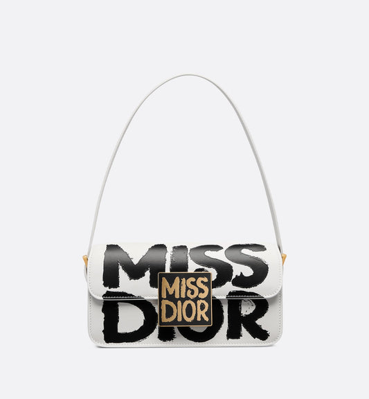 Miss Luxury Dior Flap Bag White And Black Miss Luxury Dior Graffiti Printed Calfskin