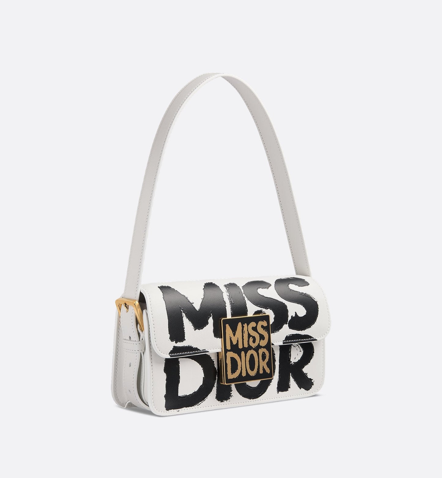 Miss Luxury Dior Flap Bag White And Black Miss Luxury Dior Graffiti Printed Calfskin
