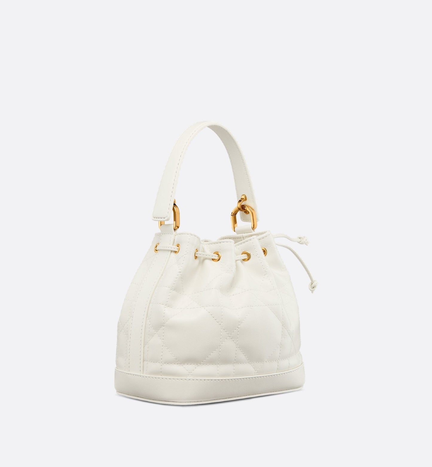 Small Luxury Dior Jolie Bucket Bag Latte Macrocannage Lambskin And Calfskin
