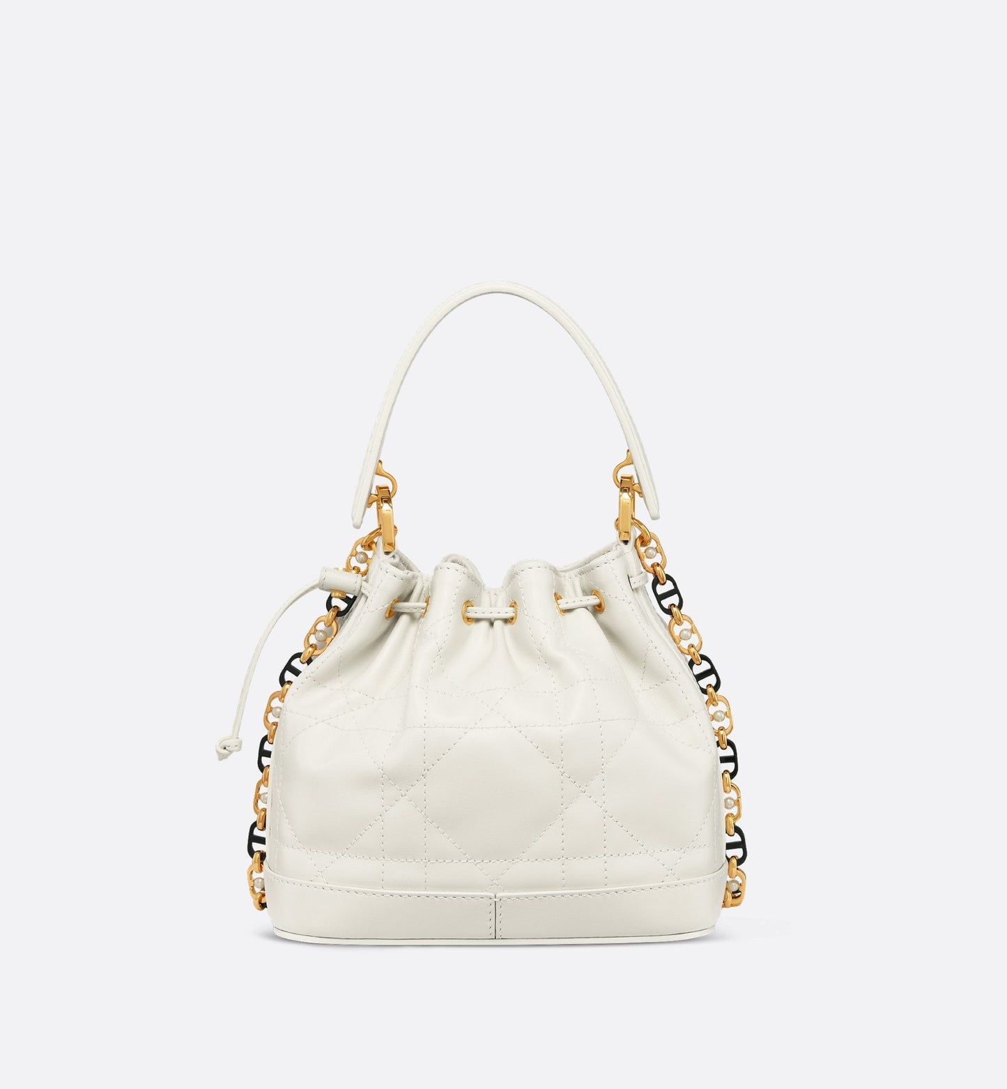 Small Luxury Dior Jolie Bucket Bag Latte Macrocannage Lambskin And Calfskin