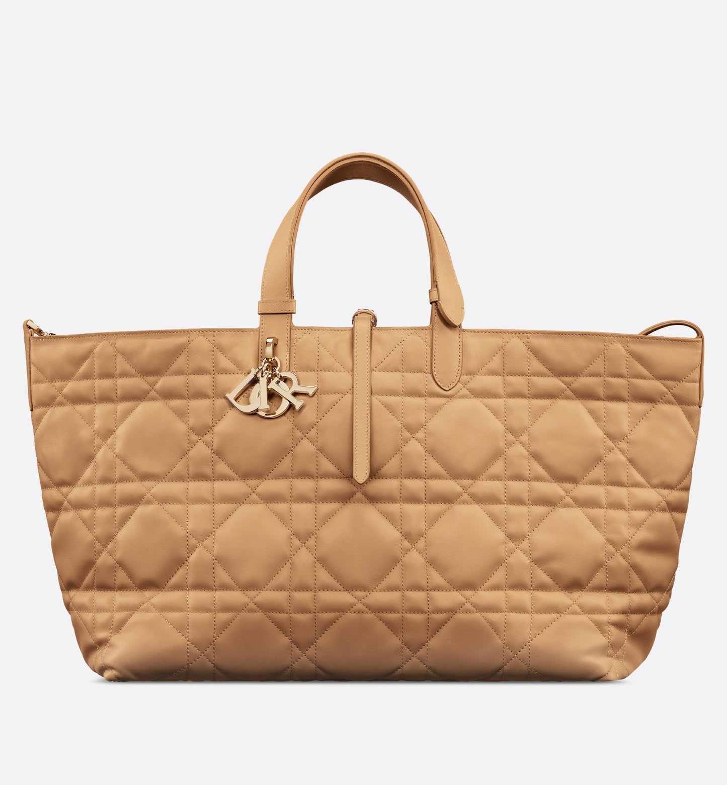 Large Luxury Dior Toujours Bag Medium Tan Macrocannage Calfskin