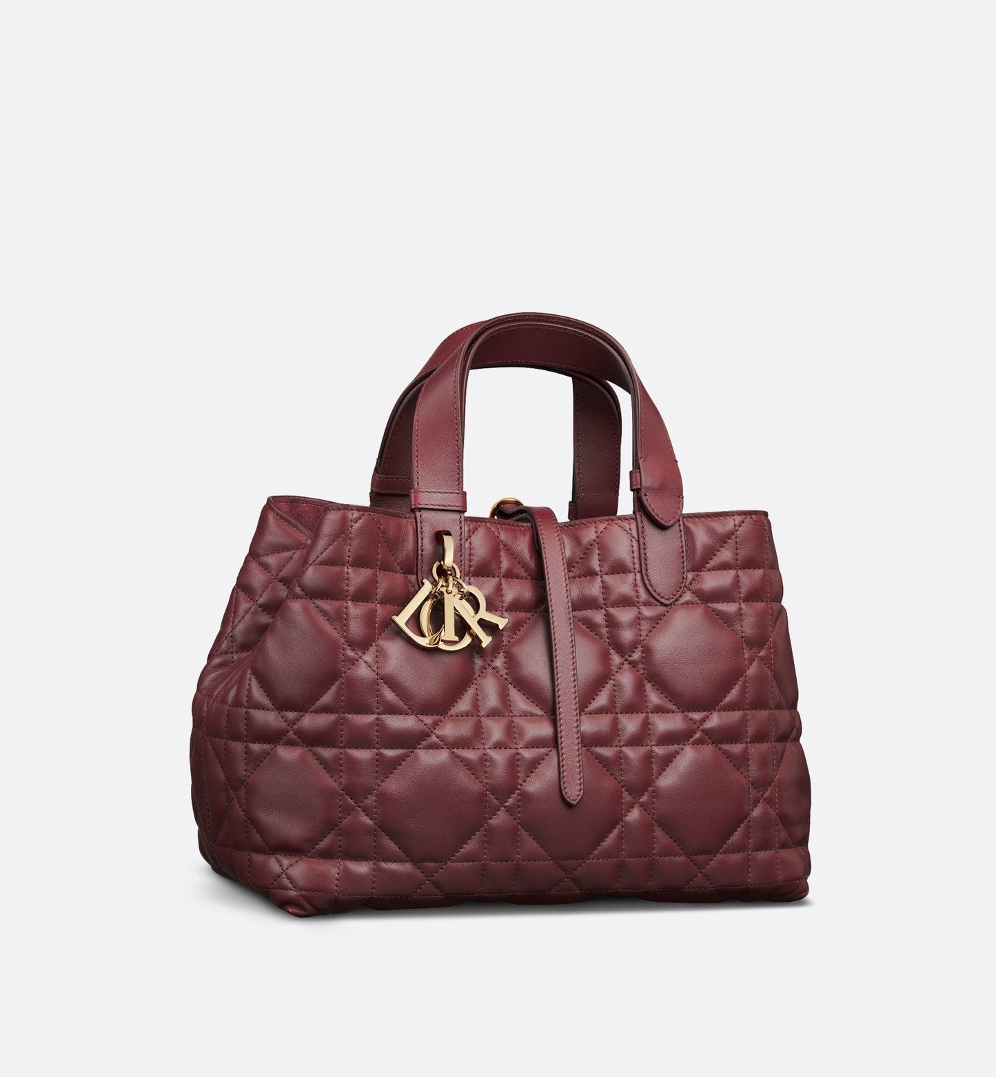 Medium Luxury Dior Toujours Bag Burgundy Macrocannage Calfskin