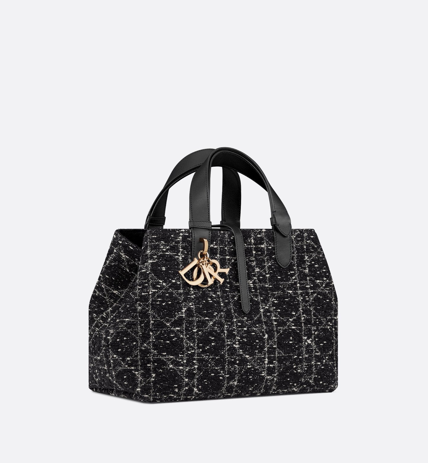 Medium Luxury Dior Toujours Bag Black Cannage Tweed