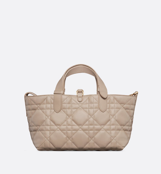 Small Luxury Dior Toujours Bag Powder Beige Macrocannage Calfskin