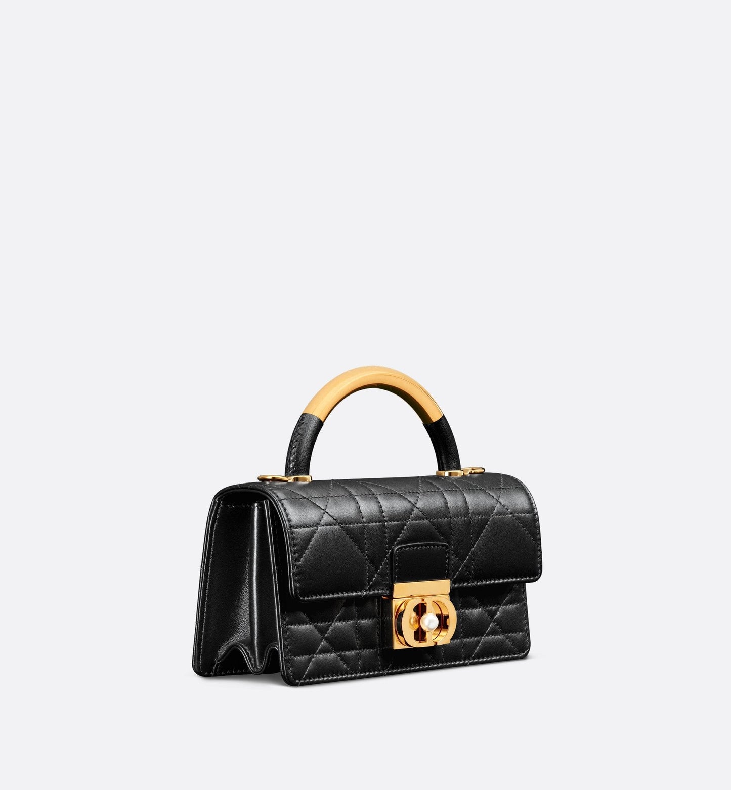 Mini Luxury Dior Ange Bag Black Macrocannage Lambskin