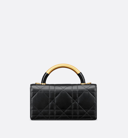 Mini Luxury Dior Ange Bag Black Macrocannage Lambskin