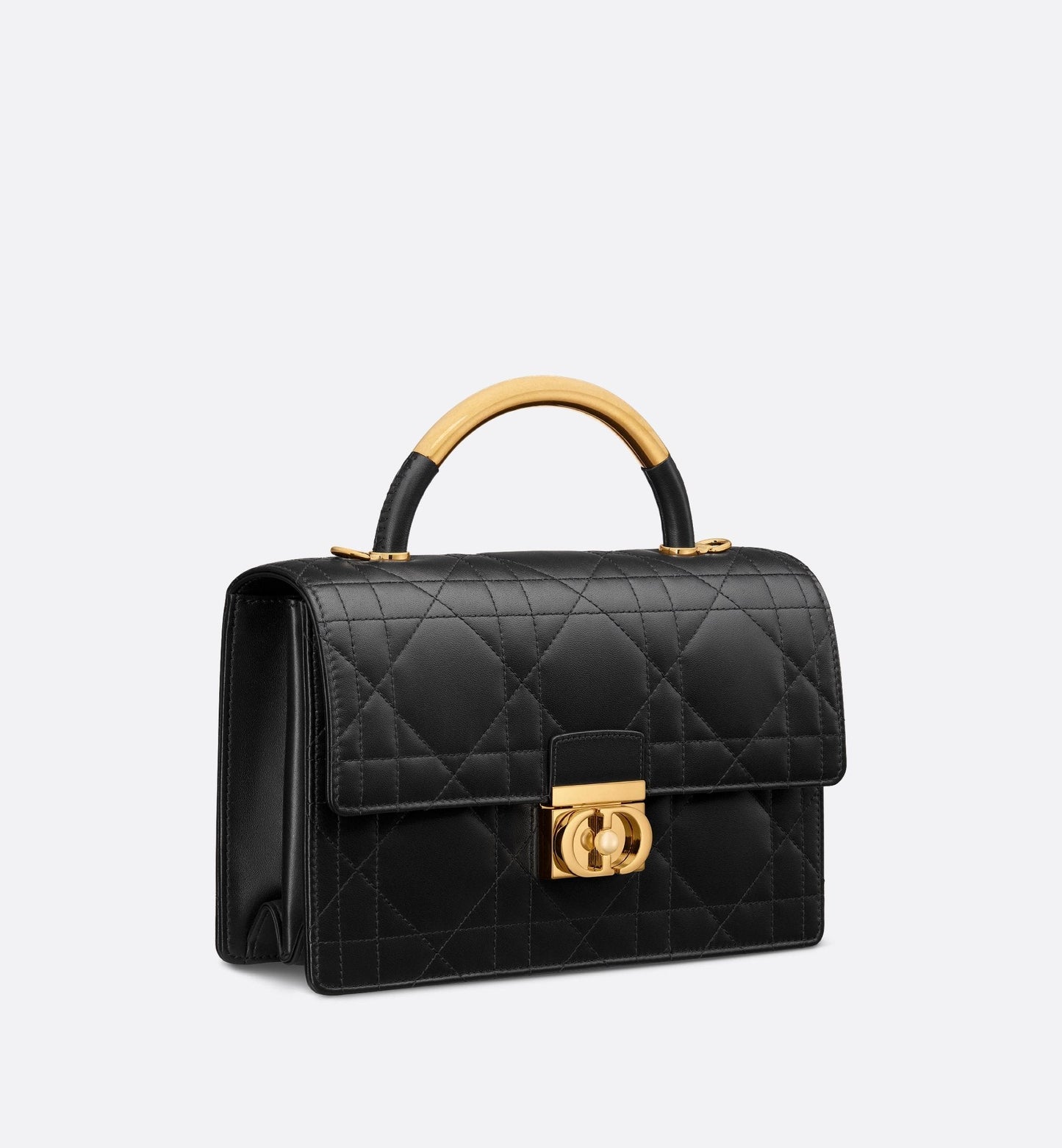 Medium Luxury Dior Ange Bag Black Macrocannage Lambskin