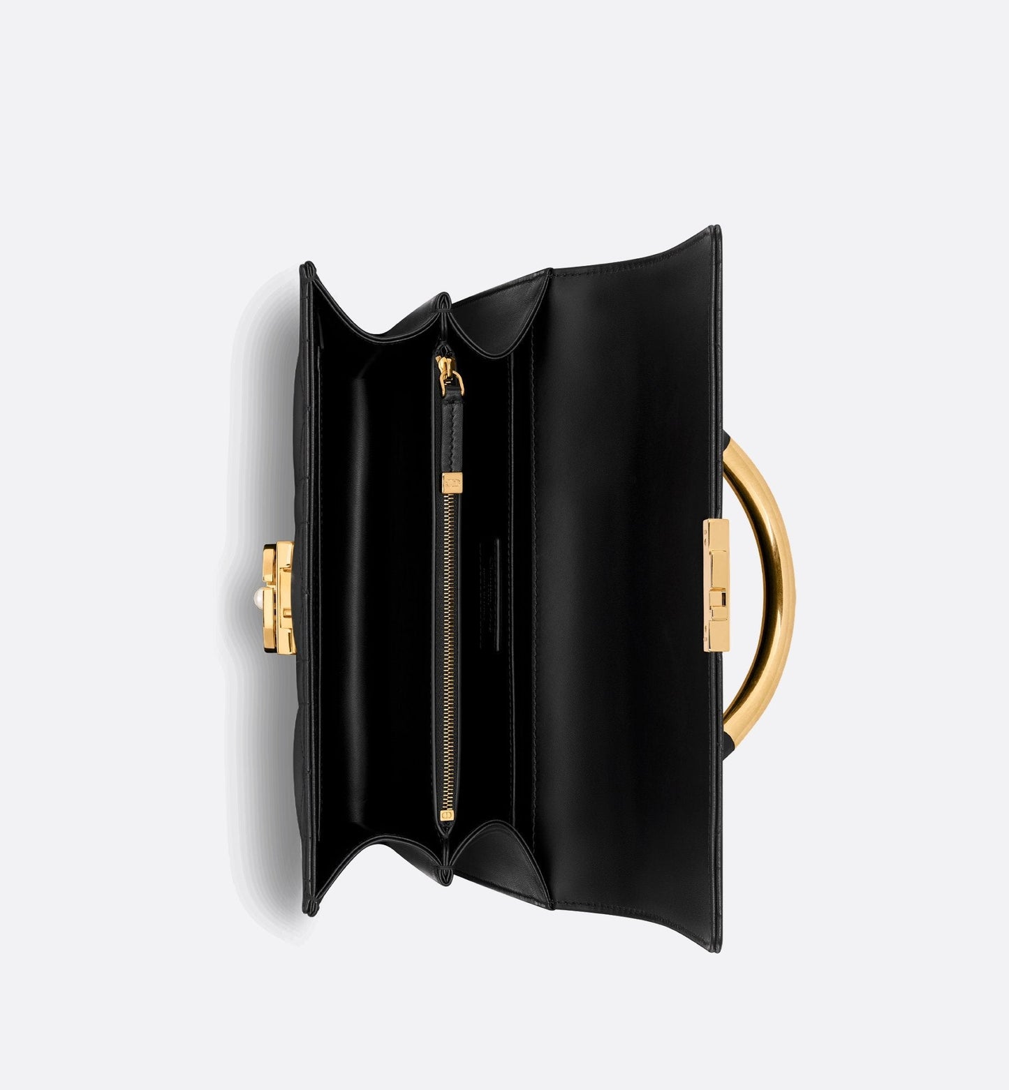Medium Luxury Dior Ange Bag Black Macrocannage Lambskin
