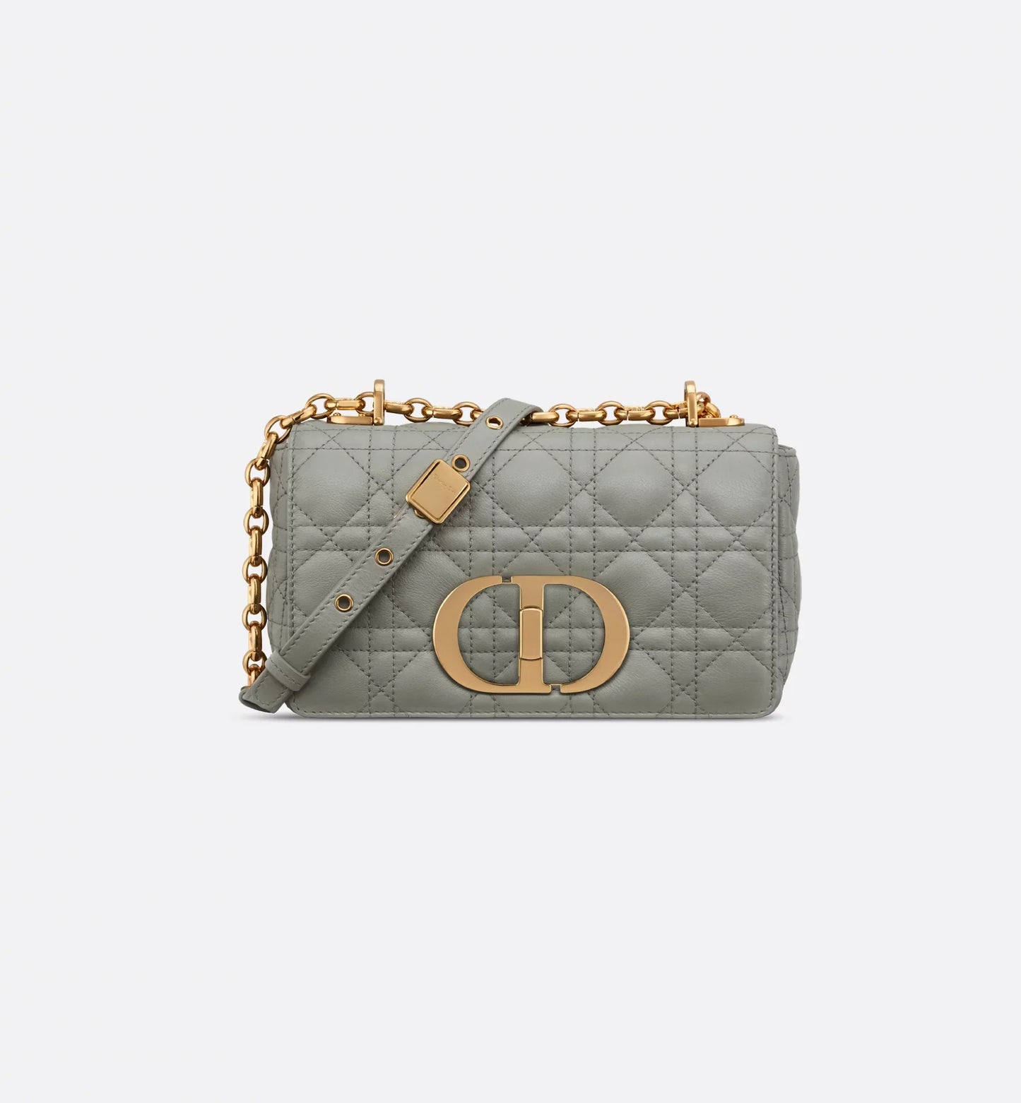 Small Luxury Dior Caro Bag Stone Gray Supple Cannage Calfskin