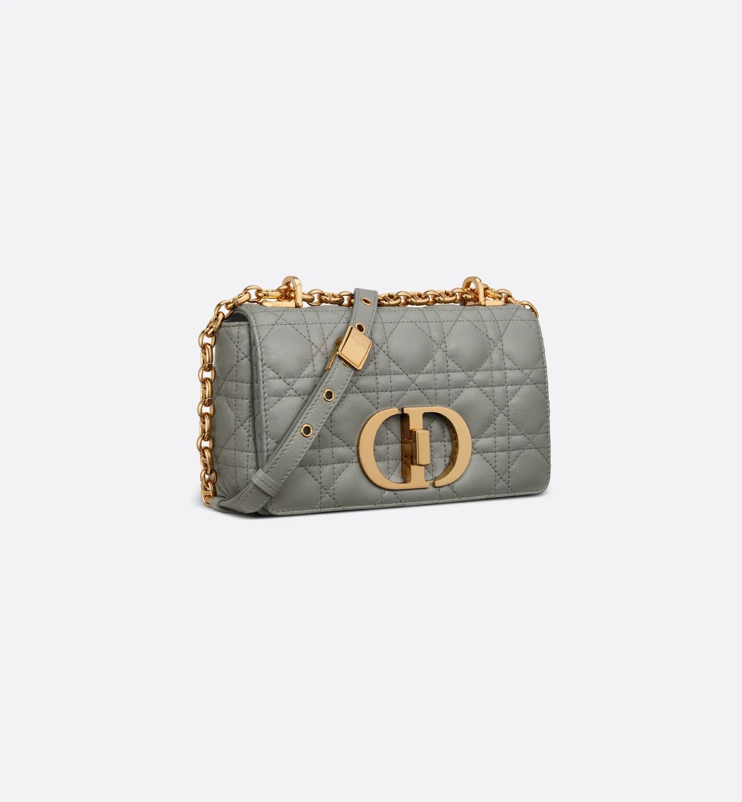 Small Luxury Dior Caro Bag Stone Gray Supple Cannage Calfskin