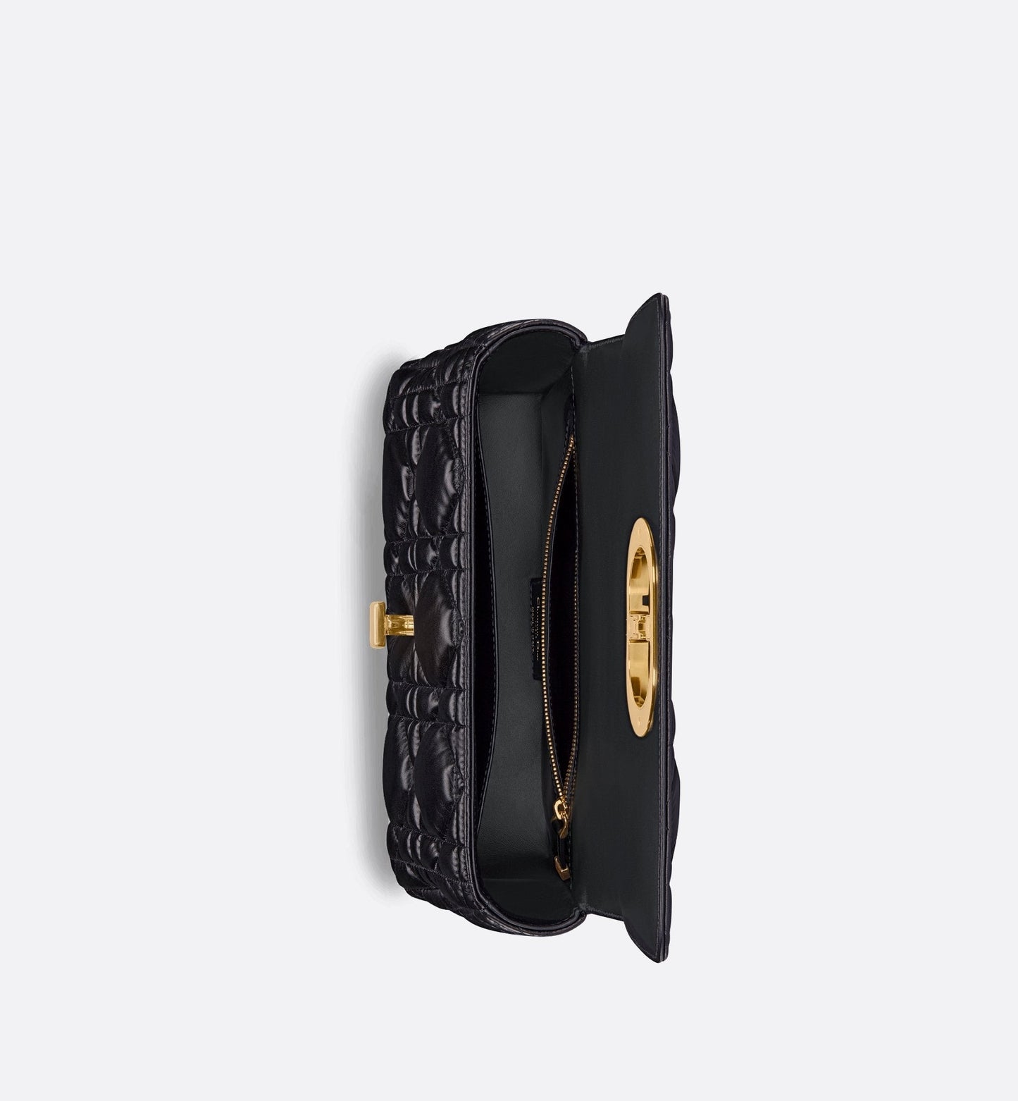 Medium Luxury Dior Caro Bag Black Quilted Macrocannage Calfskin