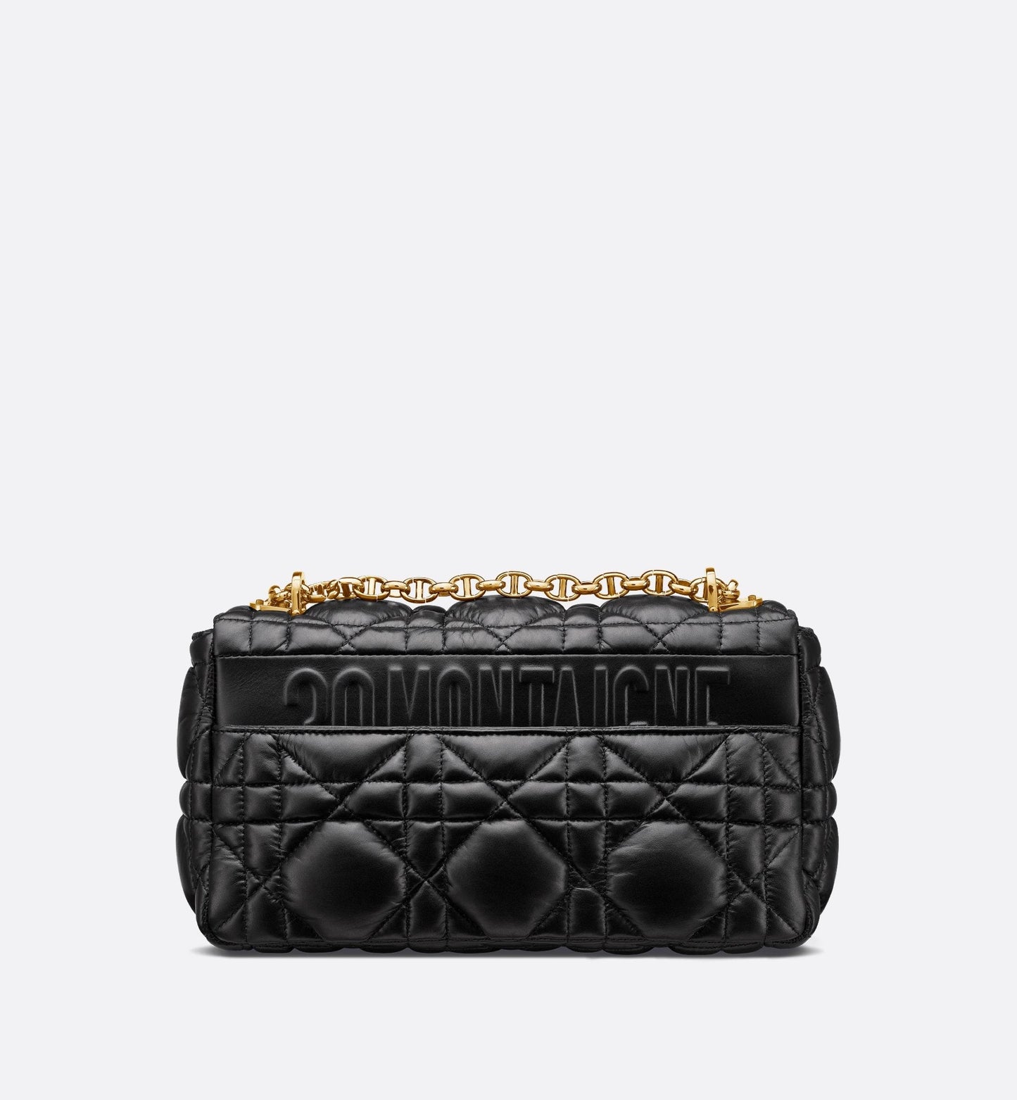 Medium Luxury Dior Caro Bag Black Quilted Macrocannage Calfskin