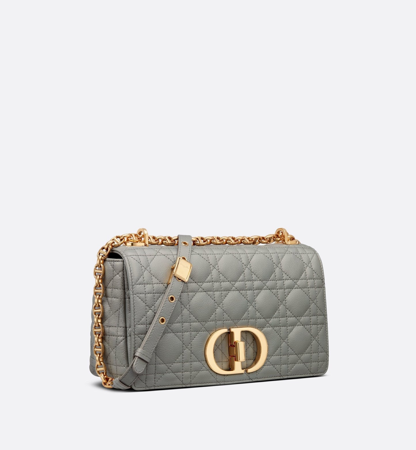 Medium Luxury Dior Caro Bag Stone Gray Cannage Supple Calfskin And Lambskin