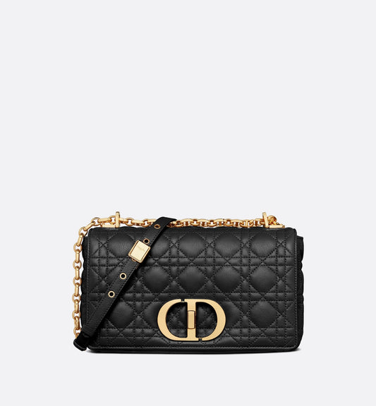 Medium Luxury Dior Caro Bag Black Cannage Supple Calfskin And Lambskin