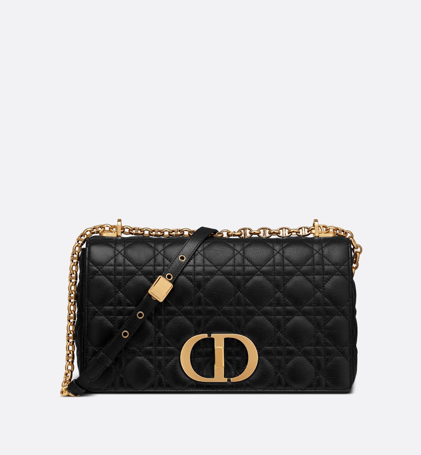 Large Luxury Dior Caro Bag Black Supple Cannage Calfskin