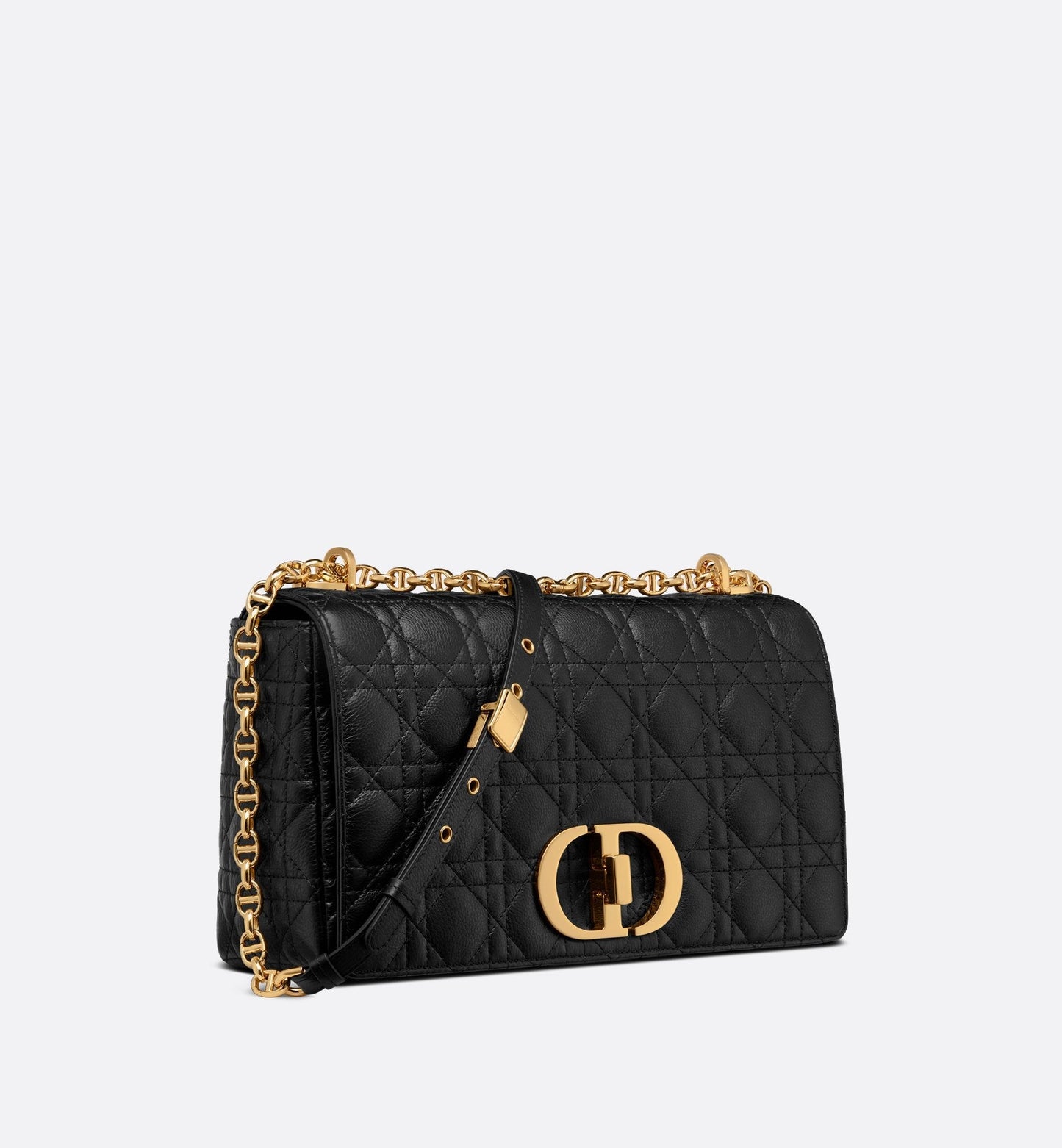 Large Luxury Dior Caro Bag Black Supple Cannage Calfskin
