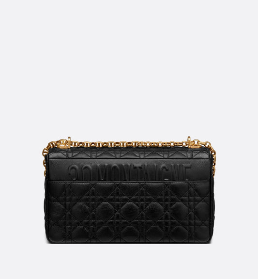 Large Luxury Dior Caro Bag Black Supple Cannage Calfskin