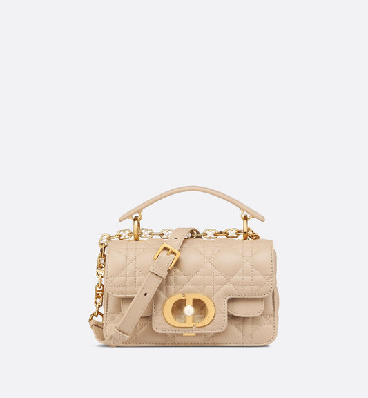 Mini Luxury Dior Jolie Top Handle Bag Powder Beige Cannage Calfskin