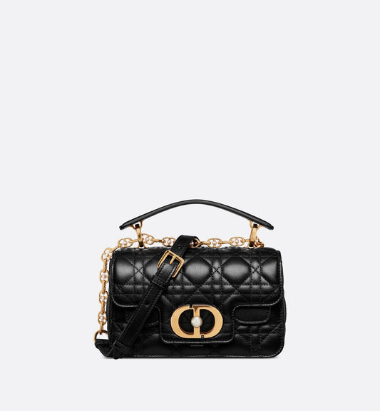 Mini Luxury Dior Jolie Top Handle Bag Black Cannage Calfskin
