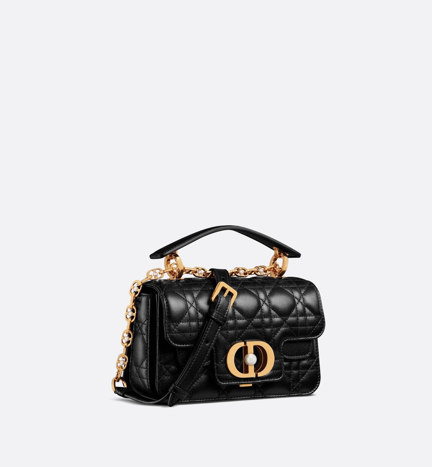 Mini Luxury Dior Jolie Top Handle Bag Black Cannage Calfskin