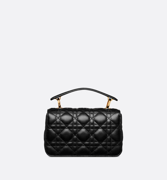 Mini Luxury Dior Jolie Top Handle Bag Black Cannage Calfskin