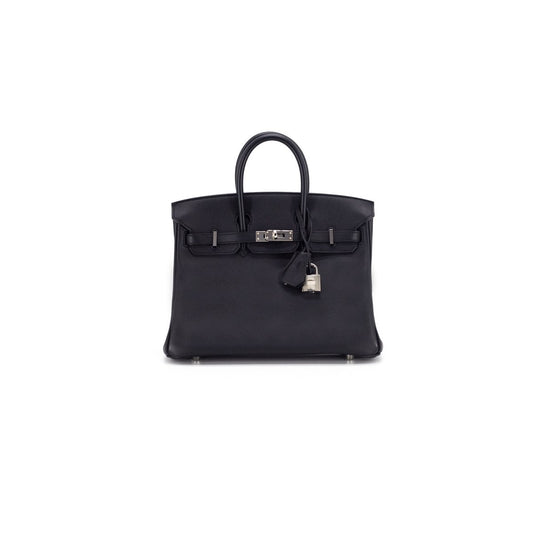 Luxury Hermes Birkin 25 Noir Black - A Stamp