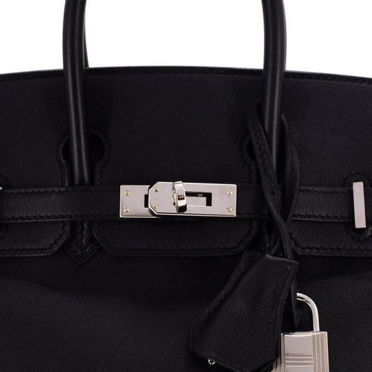 Luxury Hermes Birkin 25 Noir Black - A Stamp