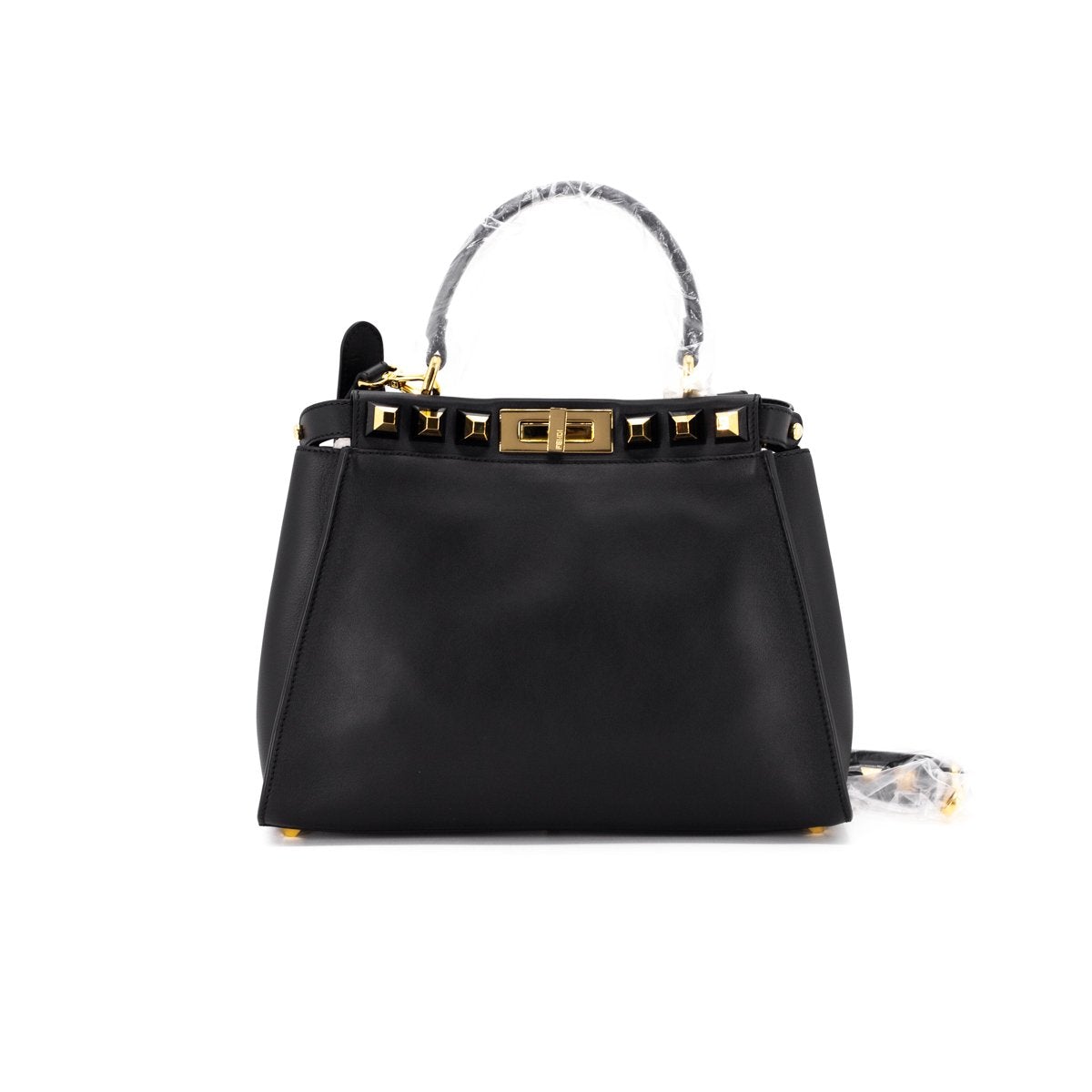 Luxury Fendi Peekaboo Medium Calfskin Studded Black GHW