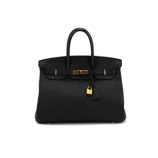 Luxury Hermes Clemence Birkin 35 Black - [Q] Stamp